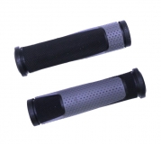 Грипсы резиновые TRIX, 125 мм, 2-х компон., торцевые заглушки, черно-серые, HL-G305 black/grey