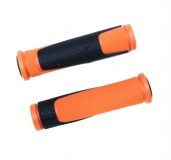 Грипсы резиновые TRIX, 125 мм, 2-х компон., торцевые заглушки, черно-оранжевые, HL-G305 orange