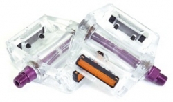 Z-Plus, Педали Z-0911, EDS, пластик прозрачный, ось пурпурная, CrMo ось 9/16", 90x95x28mm, 127g